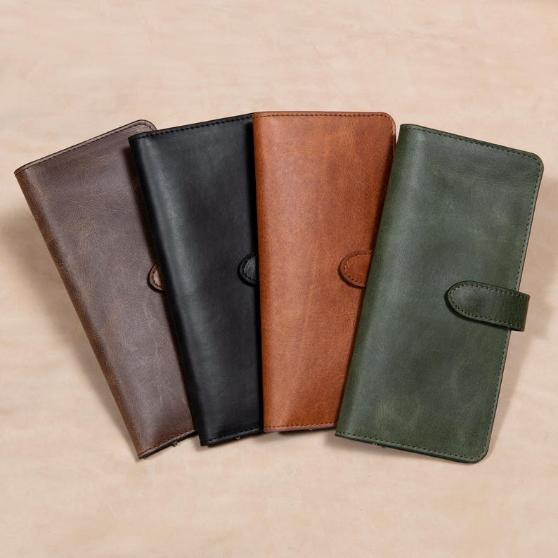 Leather Wallet for Women – Minimalist Cowhide, Magnetic Slim Clutch with Card Holder image 1