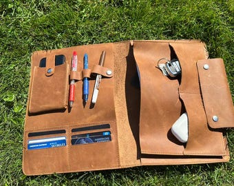 Leather Portfolio A4, Leather Padfolio Organizer, A4 Leather Folder, Business Portfolio Case, Document Holder, Office Organizer,