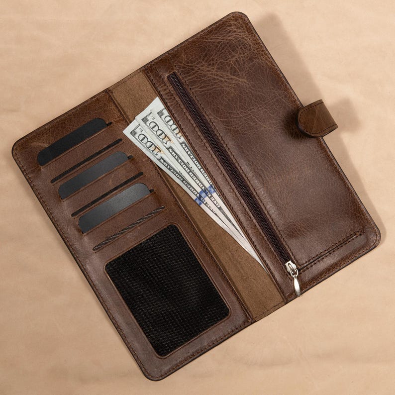 Leather Wallet for Women – Minimalist Cowhide, Magnetic Slim Clutch with Card Holder image 15