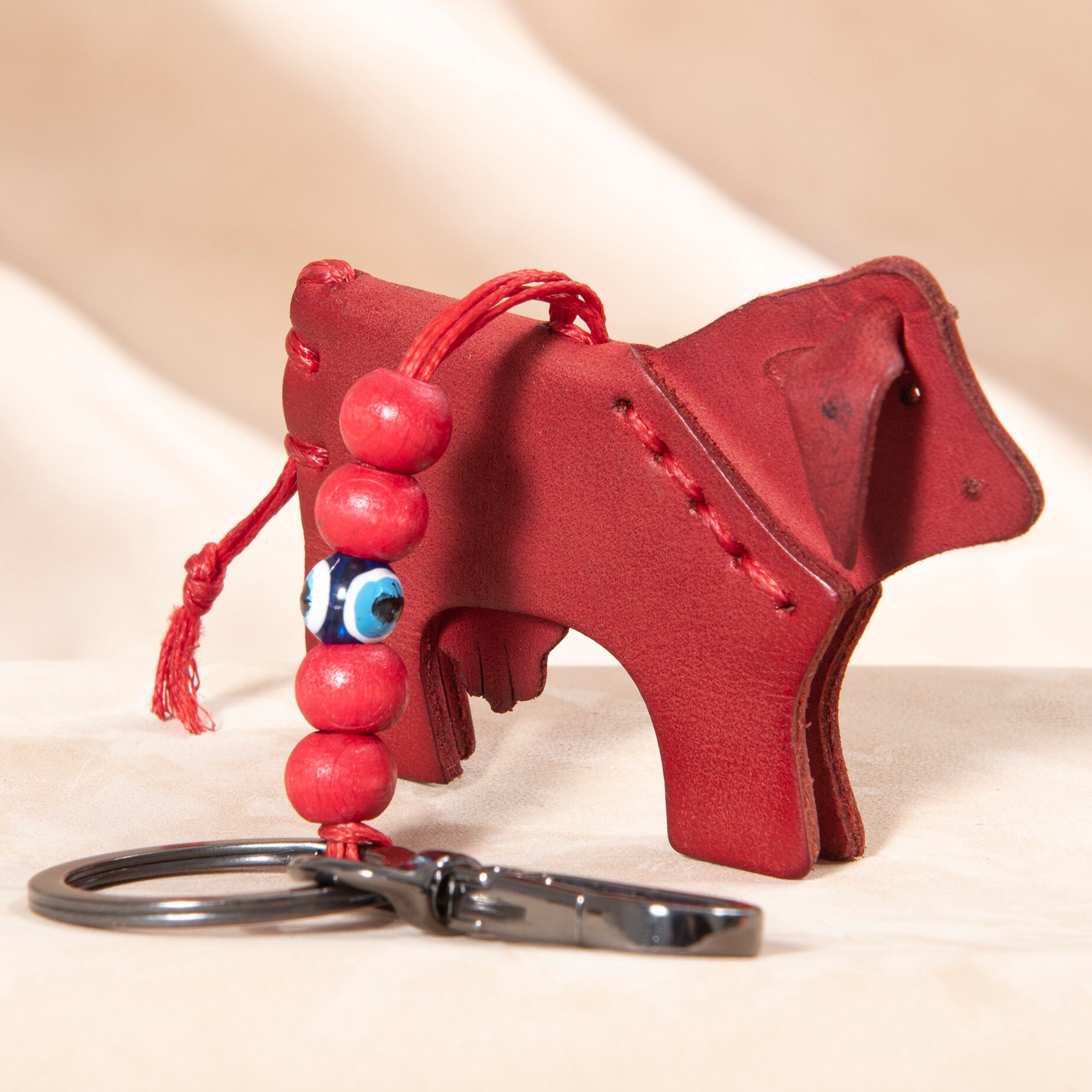 Handmade Leather Cow Keychain – Cute Farm Animal Bag Charm – Cute ...