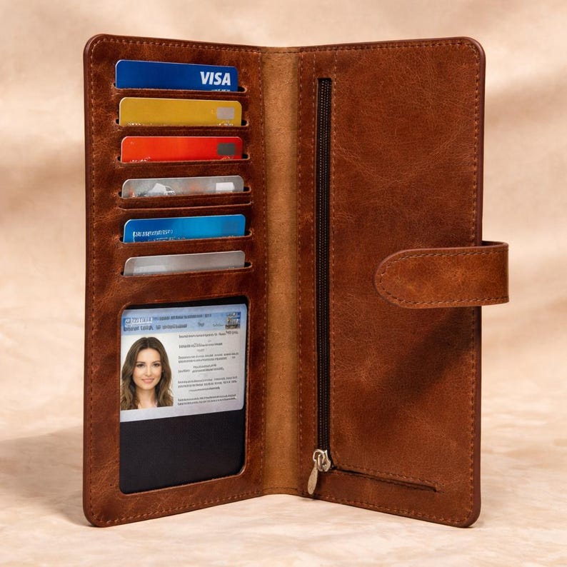 Leather Wallet for Women – Minimalist Cowhide, Magnetic Slim Clutch with Card Holder image 8