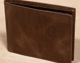 Full Grain Leather Wallet for Men - Minimalist Cowhide, Slim Classic Design with 8 Card Slots