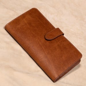 Leather Wallet for Women – Minimalist Cowhide, Magnetic Slim Clutch with Card Holder Espresso Brown