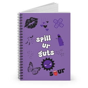 Olivia Rodrigo Merch, Spill your guts notebook, Olivia Rodrigo Guts, Olivia Rodrigo sour, Olivia Rodrigo notebook, Guts Album, Guts Journal