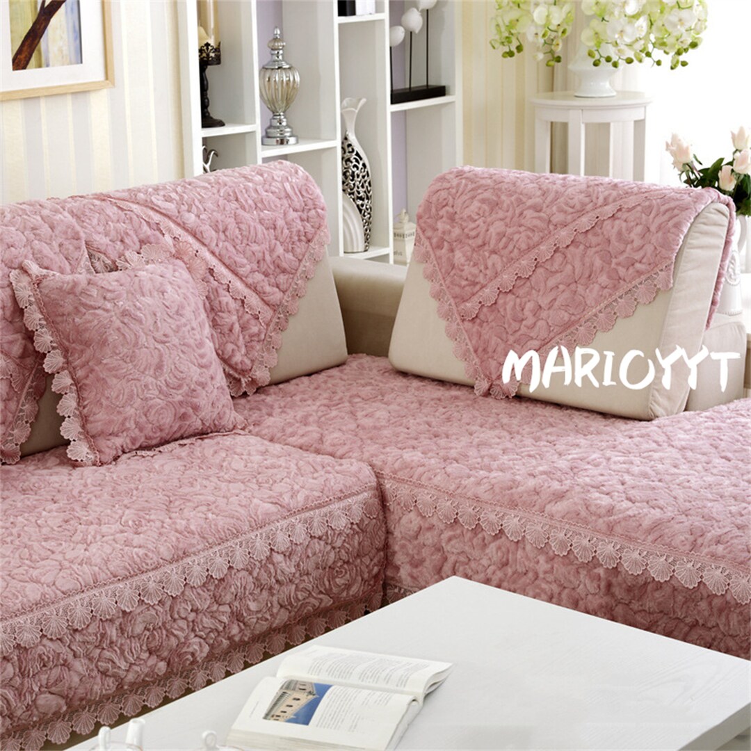 Rose Pink Sofa Cover Minimalist Sofa Blanket Thicken Soft Etsy