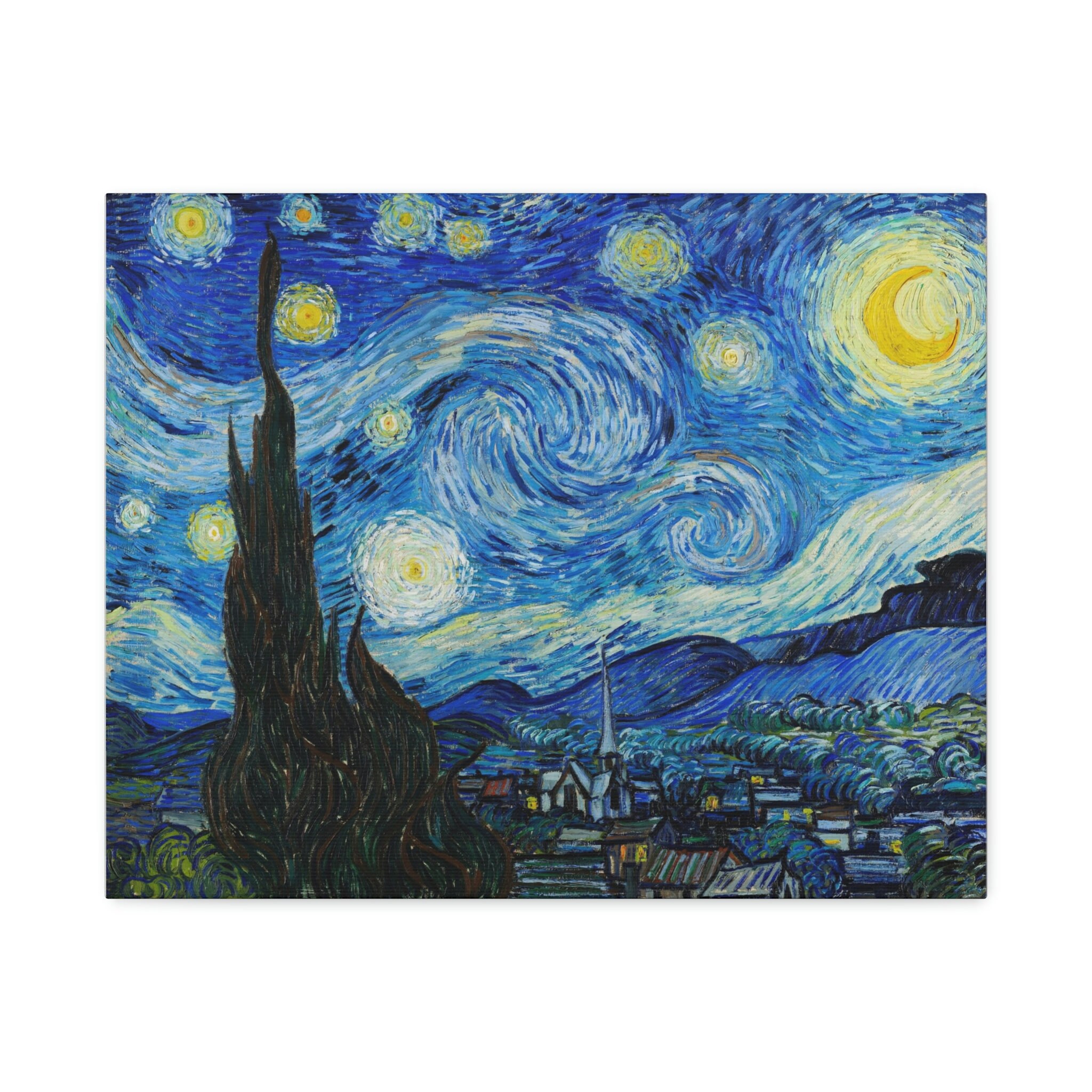 The Starry Night Rectangle 1889 by Vincent Van Gogh Canvas Art Print ...