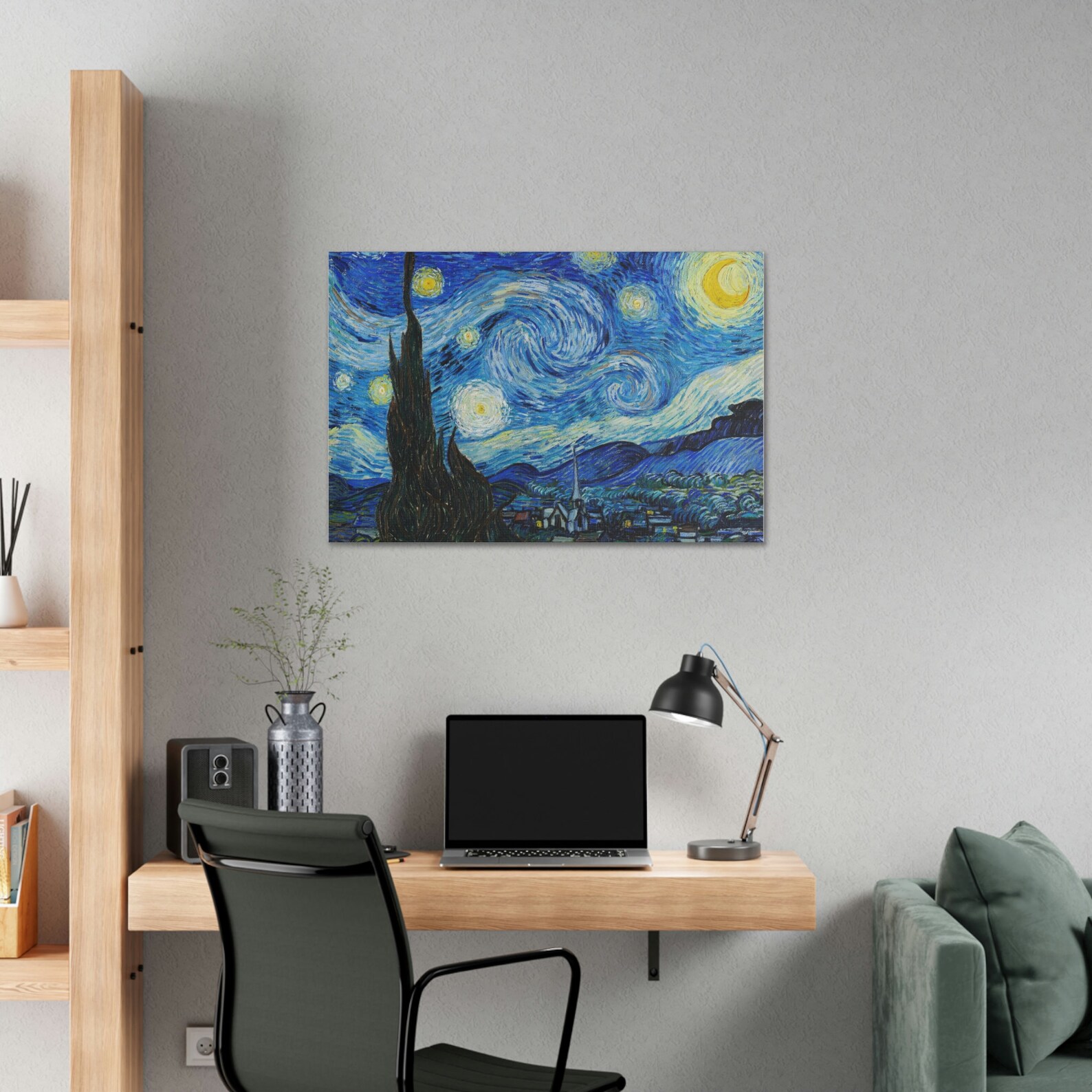 The Starry Night - Rectangle 1889 by Vincent Van Gogh Canvas Art Print ...
