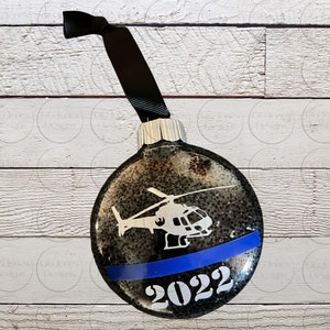 Handcrafted Helicopter First Responder Glitter Ornament | Gift | Personalized | Christmas | Retirement | Father&#39;s Day | Mother&#39;s Day