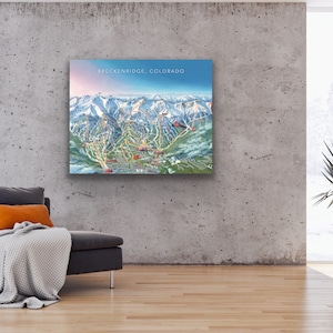 Breckenridge Colorado Ski trail Map canvas, Colorado art trail print