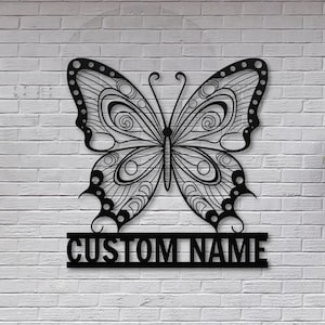 Custom Butterfly Metal Sign, Personalized Name Wall Art, Indoor Room Decor, Unique Garden Decoration