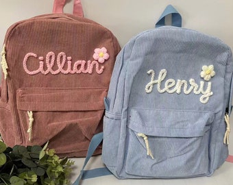 Personalized Corduroy Kids Backpack, Embroidered Name School Bag - Etsy