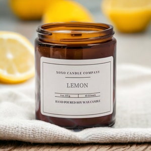 Lemon Candle | Soy Wax Candle | Amber Jar Candle | Aromatherapy Candle