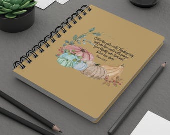 Autumn Watercolor Pumpkins Spiral Bound Journal | Bible Verse Fall Notebook
