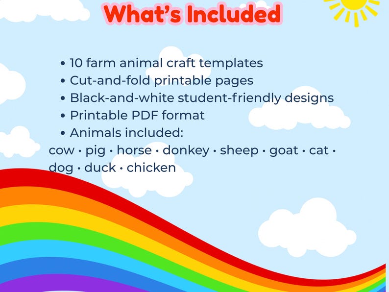 3D Farm Animal Crafts, Preschool Cut and Paste (printable PDF Format ...