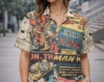 Comic Silver Age Unisex button shirt TRUE "1 of 1" EXCLUSIVE!!!!!