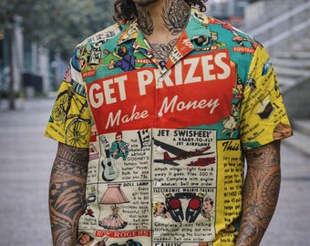 Retro Comic Unisex button shirt TRUE "1 of 1" EXCLUSIVE!!!!!