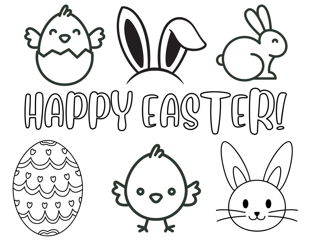 Easter & Spring Coloring Pages 4 PAGES Etsy
