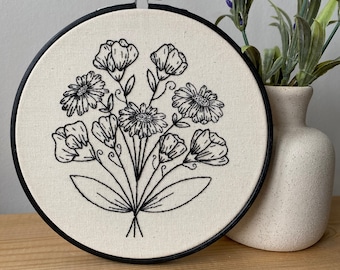 April birth flower embroidery pdf pattern