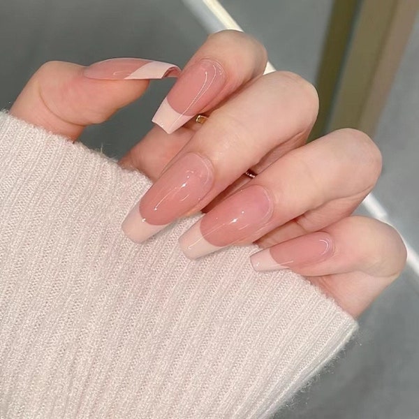 Premium White French Tip Press On Nail Hand Drawn | Wedding Nails | Wear at Work | Princess nails