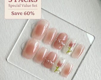 Set de uñas postizas sorpresa / 3 pares de tamaño personalizado, estilo Y2K