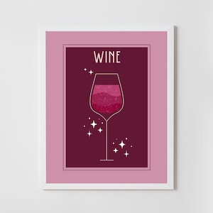 Retro Red Wine Print: Home Bar Decor (Digital Download)