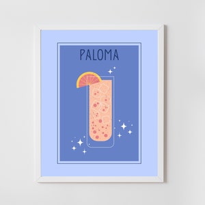 Paloma Cocktail Retro Print: Colorful Home Bar Decor (Digital Download)
