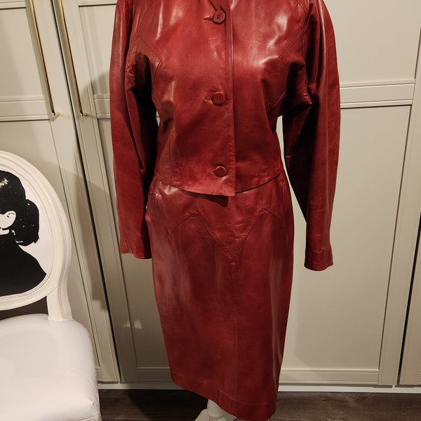 Leather Jacket and Skirt Set Etsy