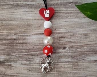 Red Heart Valentines Day Lanyard, teacher, nurse, ID badge holder and key ring