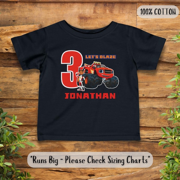 Cumpleaños de Blaze y las máquinas monstruo, camiseta de cumpleaños de Blaze, invitación de cumpleaños de Blaze, 2.º, 3.º y 4.º cumpleaños, fiesta temática de Monster Truck