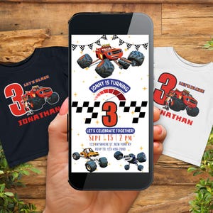 Blaze Birthday invitation, Blaze Birthday Shirt,  2nd 3rd 4th Birthday, Milestone Poster file