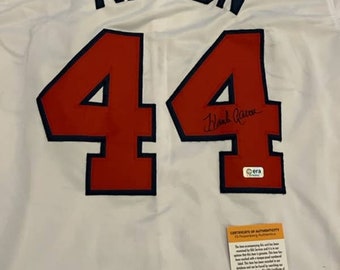 Hank &quot;Henry&quot; Aaron autografiado camiseta de los Bravos de Atlanta COA