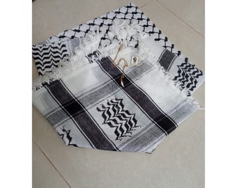 Combo Offer Palestine Keffiyeh Kufiya Scarf(48*48)Free Palestine Traditional Shemagh 1 Palestine Map Pendant 1 Free Palestine Brooch Unisex