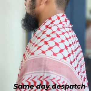 Palestine Keffiyeh Kufiya Scarf (48*48)- Free Palestine Traditional Shemagh with Tassels Arafat Hatta Arab Style Headscarf for Men and Women