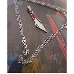 Collier drapeau de la Palestine plaqué argent 18 carats, carte de Gaza, collier de la Palestine, pendentif DRAPEAU DE LA PALESTINE pour homme et femme image 7