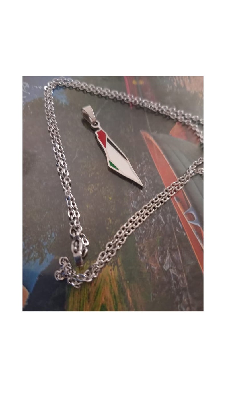 Collier drapeau de la Palestine plaqué argent 18 carats, carte de Gaza, collier de la Palestine, pendentif DRAPEAU DE LA PALESTINE pour homme et femme image 7