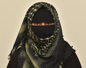 Écharpe keffieh de Palestine vert clair : shemagh de style arabe traditionnel