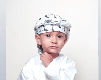 Palästina-Keffiyeh-Kufiya-Schal (36 x 36) – kostenloser traditioneller palästinensischer Shemagh mit Quasten, Arafat Hatta-Kopftuch im arabischen Stil für Unisex-Kinder.