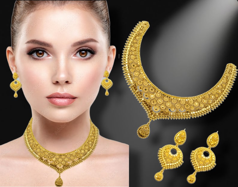 Handcrafted Gold-Plated Necklace Set for Women | Ethnic Gold Necklace Jewelry For Party Wear | Wedding Gift for Her | Anniversary Gift |