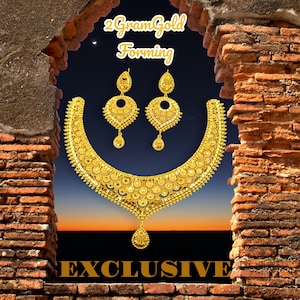 Handcrafted Gold-Plated Necklace Set for Women | Ethnic Gold Necklace Jewelry For Party Wear | Wedding Gift for Her | Anniversary Gift |