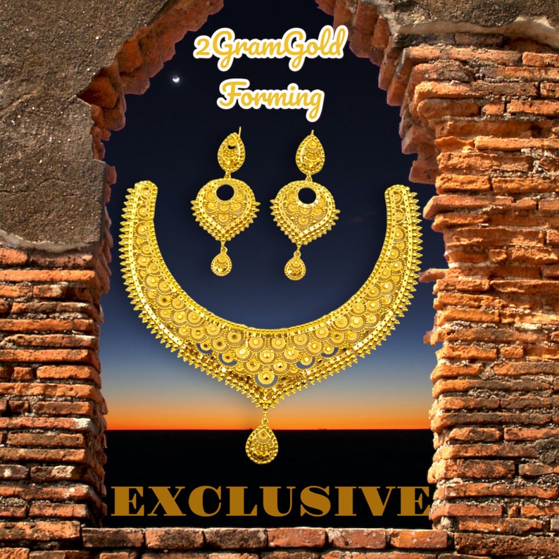 Handcrafted Gold-Plated Necklace Set for Women | Ethnic Gold Necklace Jewelry For Party Wear | Wedding Gift for Her | Anniversary Gift |