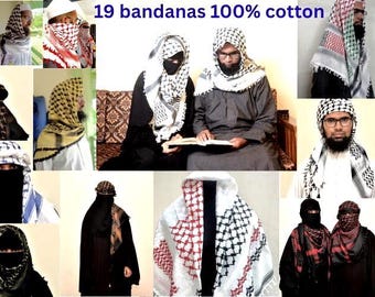 Bonjour à tous ! Titre : Écharpe Keffieh en Coton Biologique Premium – 48 x 48 pouces – 19 Modèles – Shemagh Arabe et Bandana pour Hommes et