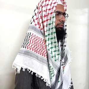 Palestinian Keffiyeh Scarf: Traditional Arab Shemagh, 48x48 Cotton