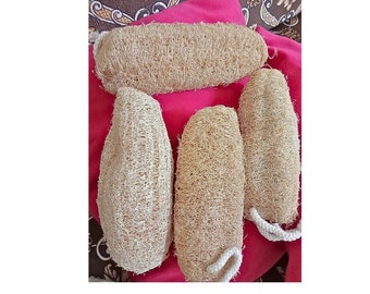 Luffa naturale al 100% (SET DA 4) Spugna da bagno Senza plastica compostabile Ecologica Zero rifiuti Esfoliante Cura della pelle Luffa marina Per unisex