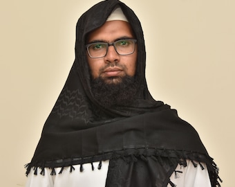 Palestine Dark Black Keffiyeh Kufiya Scarf (48*48)Free Palestine Traditional Shemagh With Tassels Arafat Hatta Arab Style Headscarf Unisex