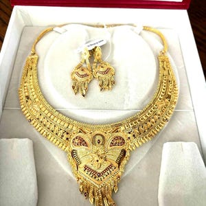 Handcrafted Gold-Plated Necklace and Earrings Set