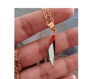 Kaufen Sie 1 und erhalten Sie 1 gratis 18 Karat vergoldete Palästina-Flaggen-Halskette. Karte von Gaza. Palästina-Halskette. PALÄSTINENS-FLAGGEN-Anhänger. Tragen Sie sie für Männer und Frauen