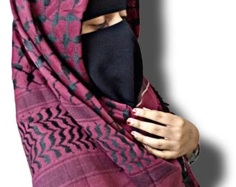 パレスチナのケフィエ・スカーフ：タッセル付きの伝統的な黒のシェマグ