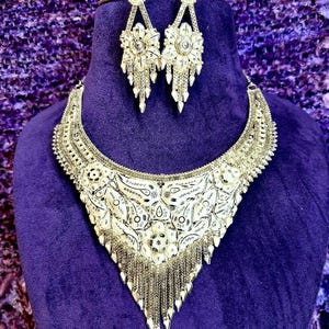 Handcrafted Gold-Plated Necklace & Earrings Jewelry Set