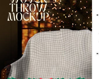 Woven Throw Blanket Mockup Template: Photoshop, Interior Design (Digital Download)