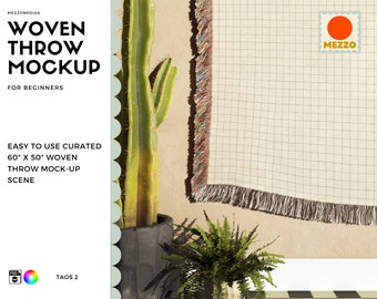 Gewebte Decke Mockup: Einfach zu verwendende Photoshop-Vorlage (150 x 120 cm)